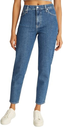 Calvin Klein Damen Jeans Hose Mom Jean High Waist, Blau (Denim Medium), 28W/27L