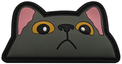 Viusneun PVC Katzengesicht Klett Patch, lustige Katze Abziehbilder, Aufnäher Patches Bügelbild Applikation für Mädchen Jungs Aufbügel Patches zum T-Shirt Jeans Taschen (Grau)