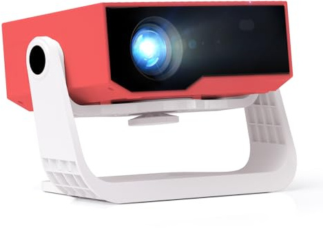 Intelligente Proiettore-App Integrata, Auto Keystone Proiettore 1080P 4K Supporto Mini Proiettore Portatile, WiFi 6 Bluetooth Base Girevole 120° Rotation Home Cinema per iOS/Android,Rosso
