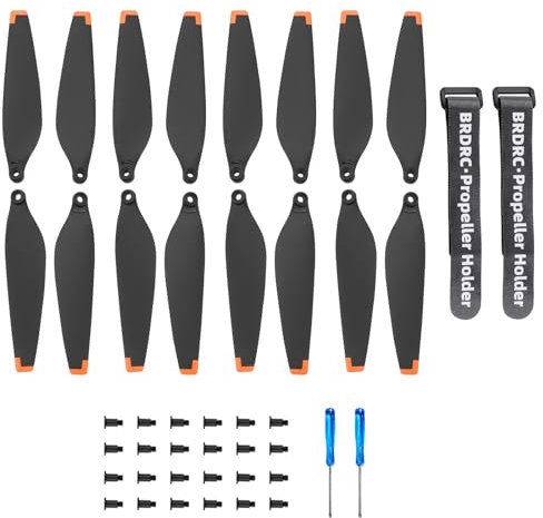 8 Stück Propeller für Mini 3, Leicht geräuscharm stabiler Schnellspanner Propellerblatt Ersatzpropeller für DJI Mini 3 (Orange)Drohnenzubehör mit 2 Stück Propeller Fixierer halter(Not für Mini 3 Pro)