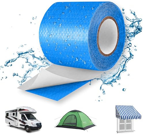 Lechin Ruban Adhésif, 5,7cm x 10m Scotch etanche eau, Ruban Adhésif Etanche, Ruban etancheite pour Réparer Bache de Camion ou de Serre, Toile de Tente ou Tonnelle, PE, Bleu