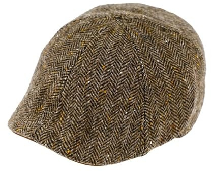 fiebig Flatcap Herringbone aus Wolle | 6-Panel Cap mit elastischem Verschluss