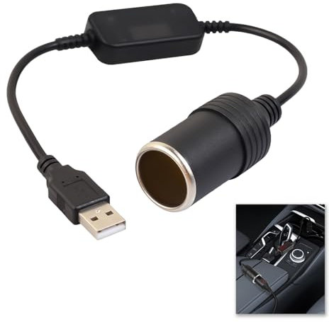 Car Cigarette Lighter Socket, Socket Female Converter Adapter Cord, 5V USB Plug to 12V Female Converter, Safe Power Converter for Dash Cams, GPS, Electronic Devices, Car Charger, Max Power 10W