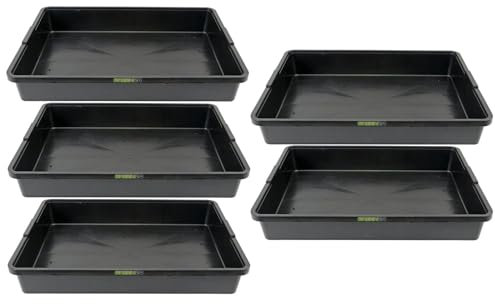 5 Stück Multipack Profi Gewächshaus-Wanne XL565 wasserdicht für Pflanzen, Gewächshäuser und Garten, 56,5 x 41,5 x 8,5 cm, schwarz, für Innen und Außen