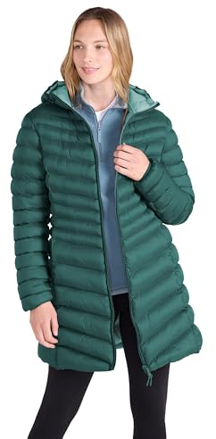 Mountain Warehouse Florence Womens Long Padded Jacket - Lightweight, Water Resistant Puffer Rain Coat, Warm -30C Heat Rating - Autumn, Winter, Outdoor Green Women's Size 16