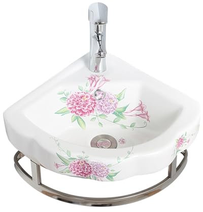 YYUINU Lavandino da Bagno Ad Angolo, Lavandino da Bagno Ad Angolo Piccolo, Lavandino Triangolare con Portasciugamani,32cm