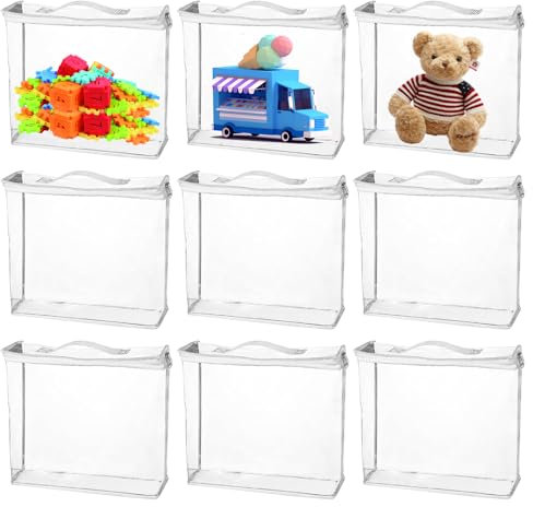 KBIBCK 9PCS Toy Storage Bags, PVC Toy Organizing Bags with Zipper, 40x30x10cm, Clear StorageBags, Waterproof Toy BagsStorage for Kids, Toy OrganiserBags for Building, Blocks, Puzzles, Books