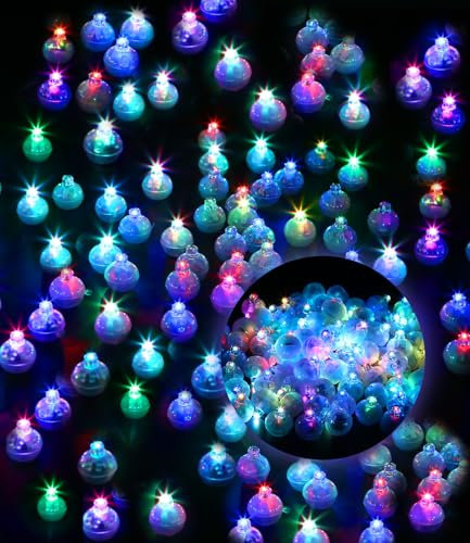 SOBEAU 100 Stück LED Ballons Lichter,Mini Led Ballonlichter Bunte Runde,Mini Bunt Led Ballonlichter,Flash Buntes Licht für Luftballons, Papierlaterne Hochzeit Weihnachten Neujahr Karneval Dekor