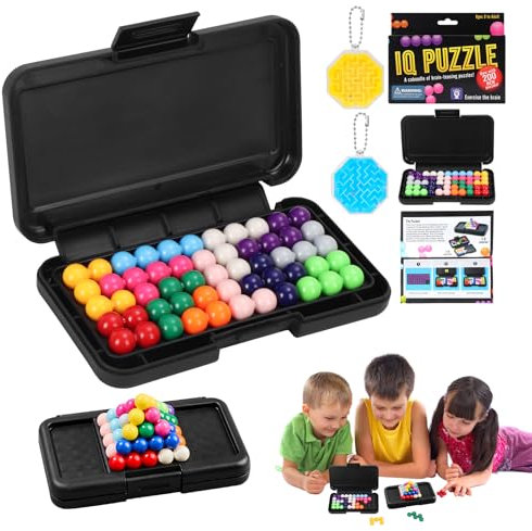 IQ Puzzle, IQ Spiele mit 200 Herausforderungen, 2D 3D Smart Games ab 6, Logikspiele ab 6 Jahre mit 2 Stück 3D Labyrinth-Spielzeug, IQ Puzzler für Kinder und Erwachsene