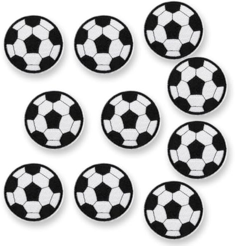 OUDQFCJ 10 Stück Fußball Stoff Patch Stickerei Patch, Fußball bügeln auf Patch, Aufnäher Fussball Fußball Stickereien Aufbügeln Bügelbild Ball für Jeans, Rucksäcke, Schals, Socken