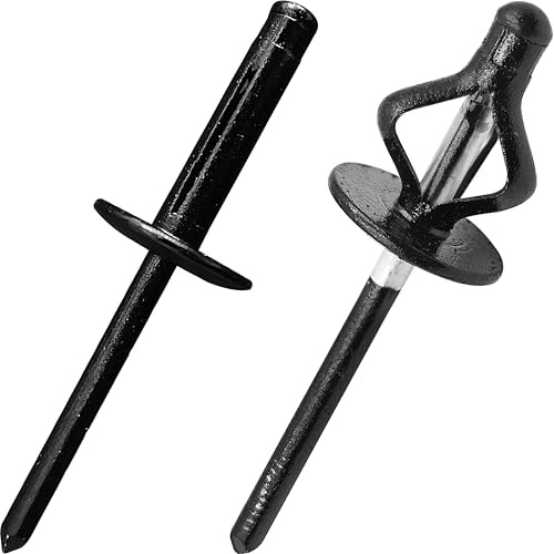 Dreifach-Expansions-Blindnieten aus Aluminium - Sortiment an Blindnieten für Kunststoff oder weiche Materialien (komplett schwarz, Ø4,8 x 20 x 16 mm - 50 Stück)