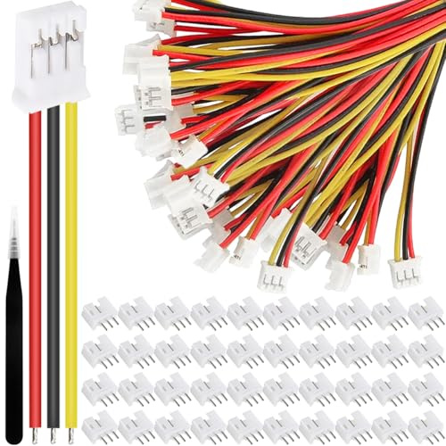 Xiatiaosann 40 Stück JST PH 2.0 3-poliger Stecker männlich mit 10 cm Kabel und weiblich Micro JST PH 2 mm 3-poliger Stecker für Flugzeug-Quadcopter-LED-Streifen-Spielzeug-PCB-Bedienfeld
