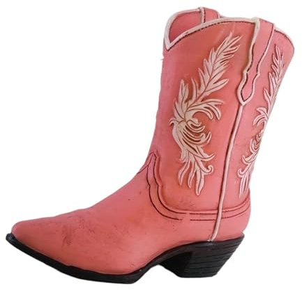 Cowboy Boot Planter Resin Vase for Indoor Home Decor And Gifts, Pink