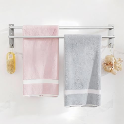 BETHOM Handtuchhalter Ohne Bohren Gebürstetes Nickel Doppelt 80 cm | Handtuchstange & Badetuchhalter aus Rostfreiem Metall, Selbstklebend & Schraubbar – für Bad, Dusche, Mieter & Familien