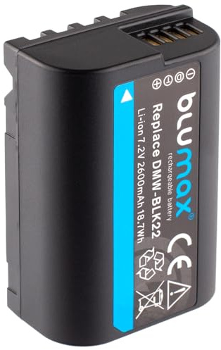Blumax Battery compatible with Panasonic DMW-BLK22 | - 2600 mAh - DMW-BLK22E for Lumix DC - G9 II / GH5 II GH6 GH7 / S5 II-X/DC-S9 DC-S9 II S9 II