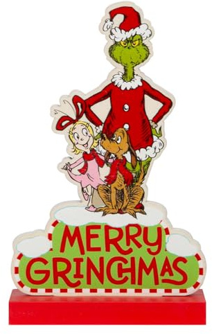 VFM e-Store - Grinch Christmas Decoration Festive Gift Ornament Dr Seuss Xmas Theme Fun Design - 16cm X 10cm Green X 1