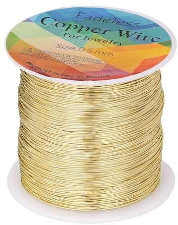203 Feet Tarnish Resistant Copper Wires 24 Gauge/0.5mm | Lightgold Jewelry Craft Wires Beading Wire for Jewelry Making, Wire Wrapping and Crafting