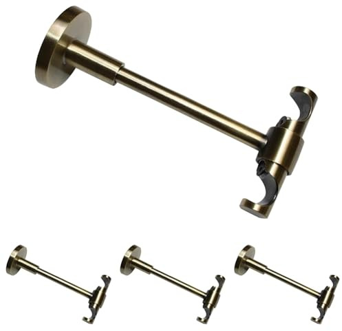 Gardinia Deckenträger für Gardinenstangen, 2-läufig, Offen, Drehbar, Wandabstand: 13 cm, Serie Memphis, Ø 16 mm, Metall, Messing-Antik (Packung mit 4)