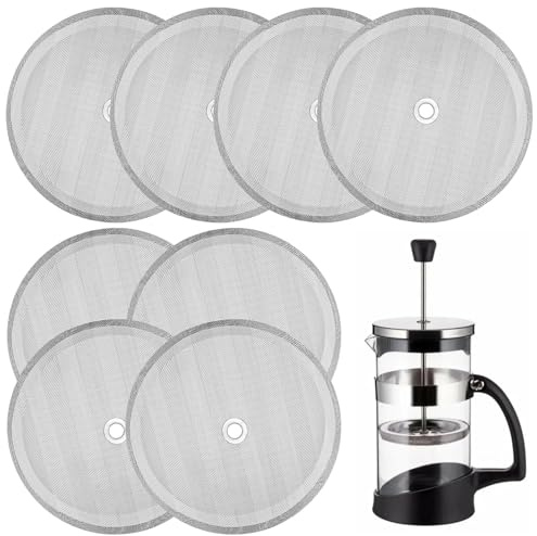 8 Stück Ersatzfiltersieb Filter für Kaffeepressen Mesh, | 10cm Filter für Kaffeepressen Mesh, Edelstahl Ersatzfiltersieb, French Press Ersatzfiltersieb für Kaffee, Teegetränke