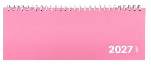 2027 Adina Tischquerkalender 1 Woche auf 2 Seiten Kartondeckel Schreibtischkalender Tischkalender 30x10cm pink