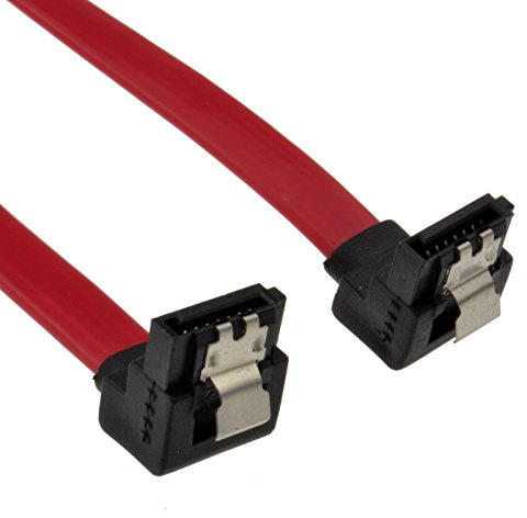 kenable Right Angle SATA Cable with Locking Clips | 90 Degree Plug to Plug Data Lead | 1.5Gb/s & 3Gb/s Compatible | 45cm Black