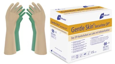 Meditrade 90518 Gentle Skin Securitex Latex OP-Handschuhset mit Indikatorfunktion, Steril, Puderfrei, Größe 8 (50-er pack)