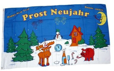 Fahne/Flagge Prost Neujahr Silvester 90 x 150 cm