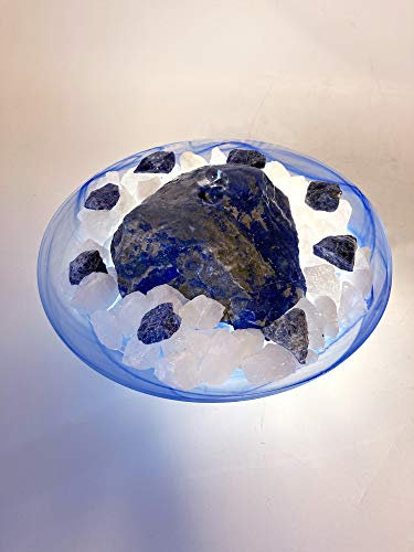 Troester's Brunnenwelt Zimmerbrunnen Lapis Lazuli mit Pumpe, Licht und Bergkristall-Chips, Quellstein aus echtem Lapis Lazuli (Blue Sea)
