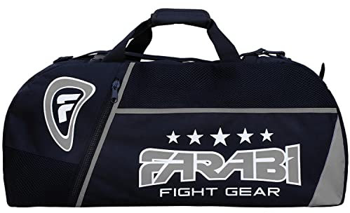 Farabi,gym fitness workout gear bag, MMA, boxing gear bag, holdall training gear travel bag (Black/grey)