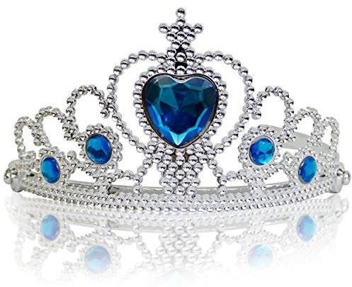 Katara 1682 - Prinzessin Diadem Krone, Verkleidung Kostüm, Fasching Karneval, Haarspange, Silber/Hellblau