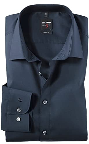 OLYMP Herren Oberhemd Langarm - Level Five, Comfort Fit, 100% Baumwolle & New Kent Kragen - Pflegeleichtes Hemd Herren