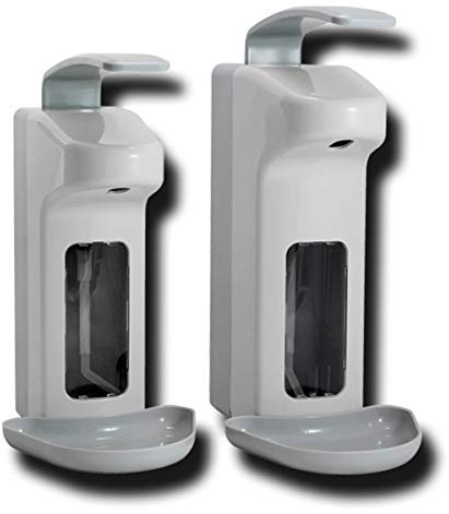 Desinfektionsmittelspender Kunststoff 1000ml, Armhebelspender mit Tropfschale, Wandspender für Desinfektionsmittel