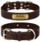 TagME Hundehalsband Personalisiert aus Leder mit Eingraviertem Hundename und Telefonnummer, Hundehalsband aus Echtem Leder für Mittlere Hunde