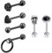 LAURITAMI 6stk Zungenpiercing 14G Chirurgenstahl Set 16mm Barbell Gerade Piercing mit Schädel Blume Piercing