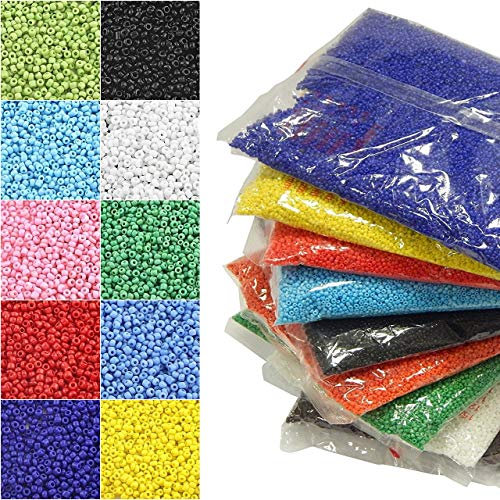 Rocailles Lot de perles rondes en verre de 2 mm 11/0 Dans 75 couleurs différentes 1,5 kg Env. 100.000 pièces au total