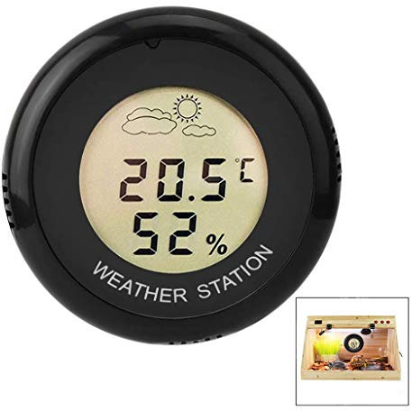 Xrten Hygromètre Thermomètre Moniteur LCD, Humidité Arrondie de La Température de Couveuse Affichage Réservoir de Reptile