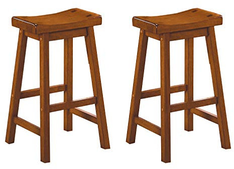 Lexicon Victoria Sattel Barhocker aus Massivholz, Barhocker, 2 Stück, Sattel, Küchenhocker, Esszimmerhöhe, Hocker zum Essen, ohne Armlehnen, perfekt lässig – 72,4 cm Eiche