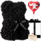 Geschenke für Frauen – Rose Teddy Bär Blumen Bär, reine handgefertigte einzigartige Muttertag, Valentinstag, Jahrestag und Brautpartys, mit transparenter Geschenkbox Grußkarte (schwarz)