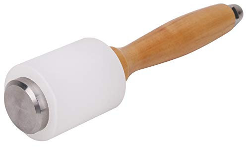 Leathercraft Nylon Mallet, Wooden Handle Leather Hammer, Leather Carving & Stamping Hammer Craft Tool - Perfect for Sewing DIY Leather Work (Straight Head)