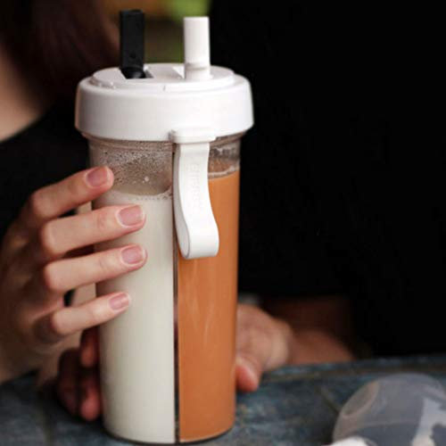 Wosune Portable Water Bottle, Drinking Water Bottles, 600ml Water Bottle for Drinking Two Straws Drink Cup with 2 Straw Drink Bottle With Straw Sports Water Bottle for Running Climbing Gym