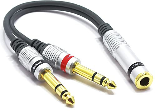 VITALCO 6.3mm Klinke Audio Splitter Adapter Stereo Buchse auf 2X 6.3 Stereo TRS Klinkenstecker Weiblich auf Dual Männlich TRS Adapterkabel Kabel Y-Kabel Verteiler Kupplung