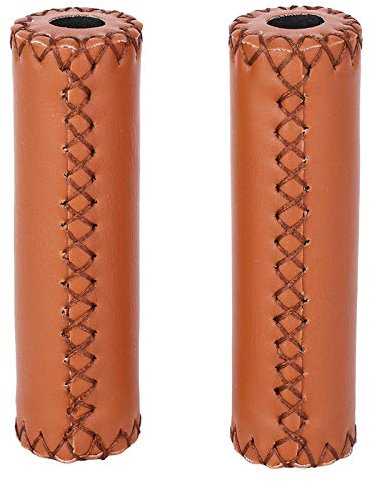 Kuuleyn Fahrradlenker Griffe Abdeckung, 1 Paar DREI Farben Retro Kunstleder Fahrrad Lenker Griffe Fahrrad Lenker Abdeckung Griffe(Braun)