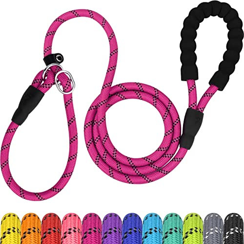 TagME Riflessivo Guinzaglio per Cani Taglia Grande,Guinzaglio Retriever,Guinzaglio Addestramento per Cani,Ø12mm x 185cm,Rosa Caldo