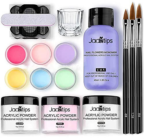 Nagel Starter Kit,Acrylpulver Acrylnagelfarben-Set,Glitter Dip Pulver Nagel Starter Kit Dip Powders Starter Kit,16-teiliges Acryl Nagel Set Geschenkbox mit Starter-Kit für Acrylbürsten nageldesign