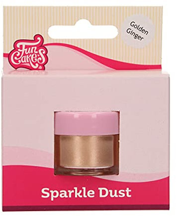 FunCakes Sparkle Dust Golden Ginger: Glänzendes funkelndes Farbpulver für Lebensmittel, zur Kuchendekoration, Halal-zertifiziert