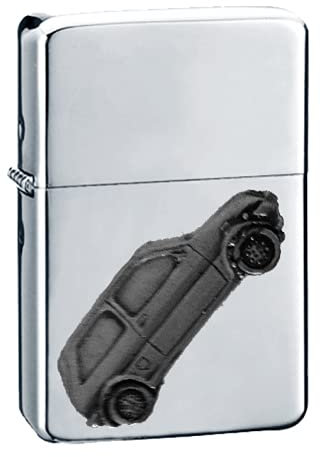 Klassisches britisches Auto Metro ref134 Zinn-Effekt Design auf einem Flip-Top-Benzinfeuerzeug, winddicht, Silber nachfüllbar