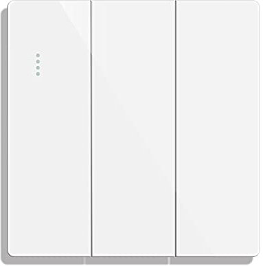 CNBINGO Interruptor de botón basculante grande con puntos de fósforo, placa de pared moderna blanca brillante, interruptor de luz triple eléctrico, 3 bandas de 2 vías, 16 A 250 V