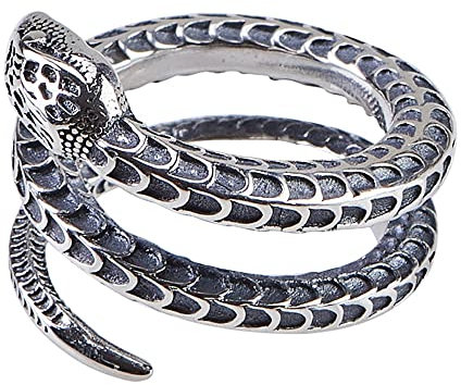 Kleiner Echt 925 Sterling Silber Schlangen Ring Spiralring für Herren Damen Offen Verstellbar