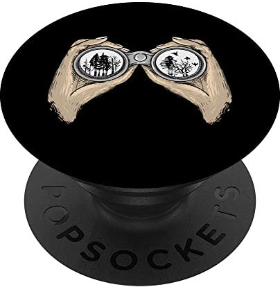 Wandern Fernglas I Wald Alpen Berge Motiv für Wanderer PopSockets mit austauschbarem PopGrip