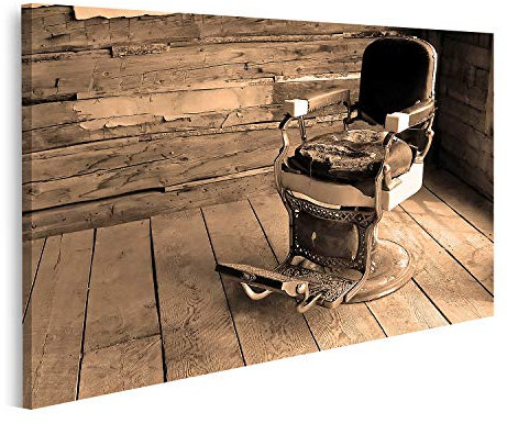 islandburner Bild auf Leinwand Ein alter westlicher Friseurstuhl Drucke Kunst Poster Wandbild